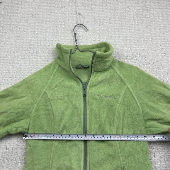 Columbia Women's Sz Small Lime Green Polar Fleece Jacket Full Zip Pockets Hike - Picture 9 of 16
